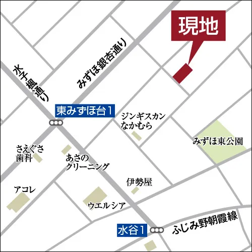 ママ’s リプラス 富士見市みずほ台の現地付近拡大図